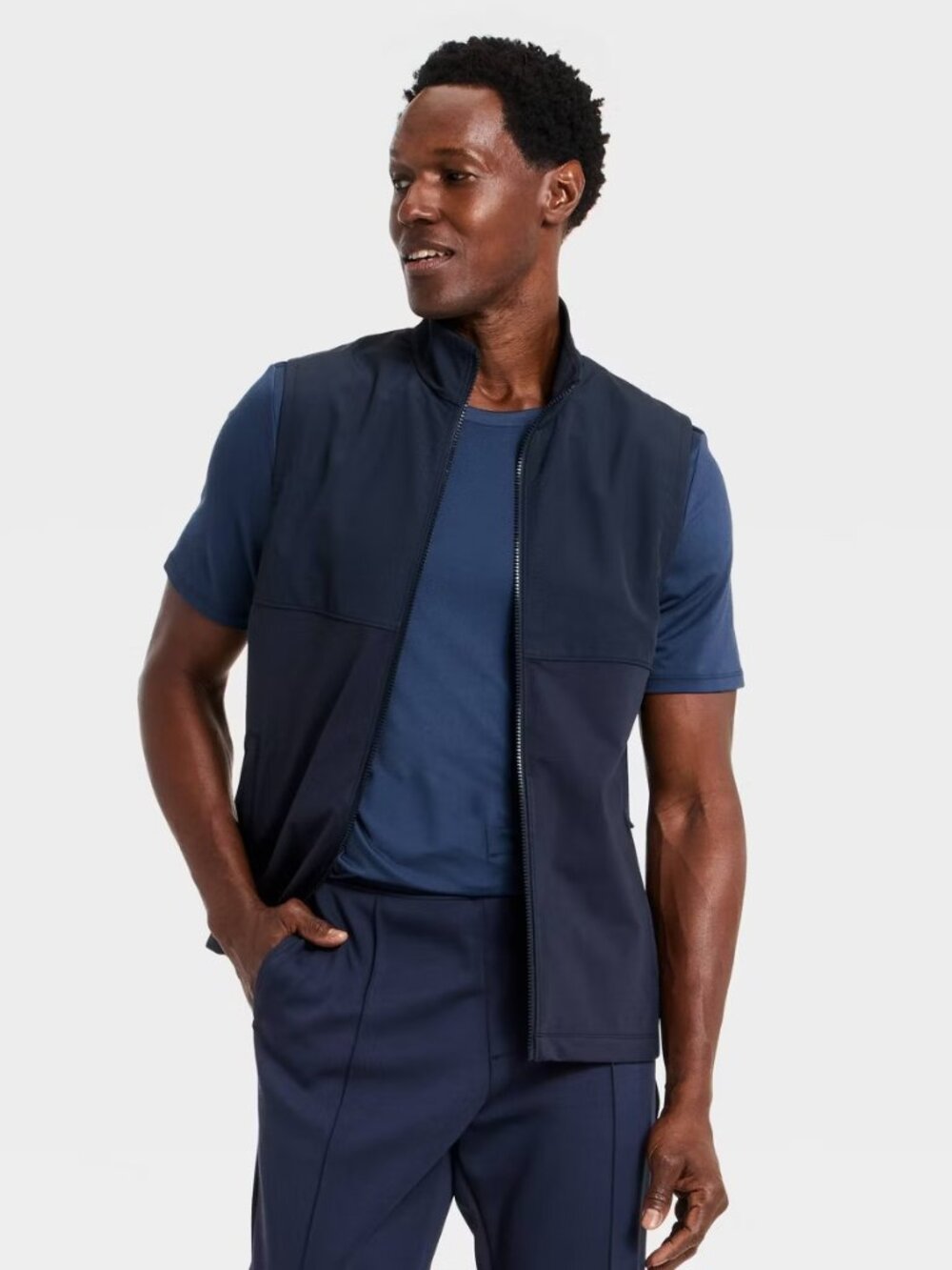 ☀️ All in Motion Soft Stretch Full Zip Vest Men XL Navy Blue NWT